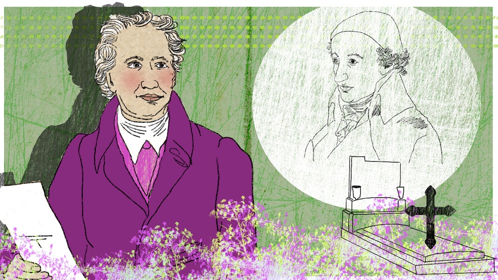 Illustration Kalenderblatt: Goethe hält Trauerrede auf Wieland | Bild: BR/Angela Smets