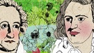Illustration Kalenderblatt: Schiller feiert Goethes Geburtstag | Bild: BR/ Angela Smets