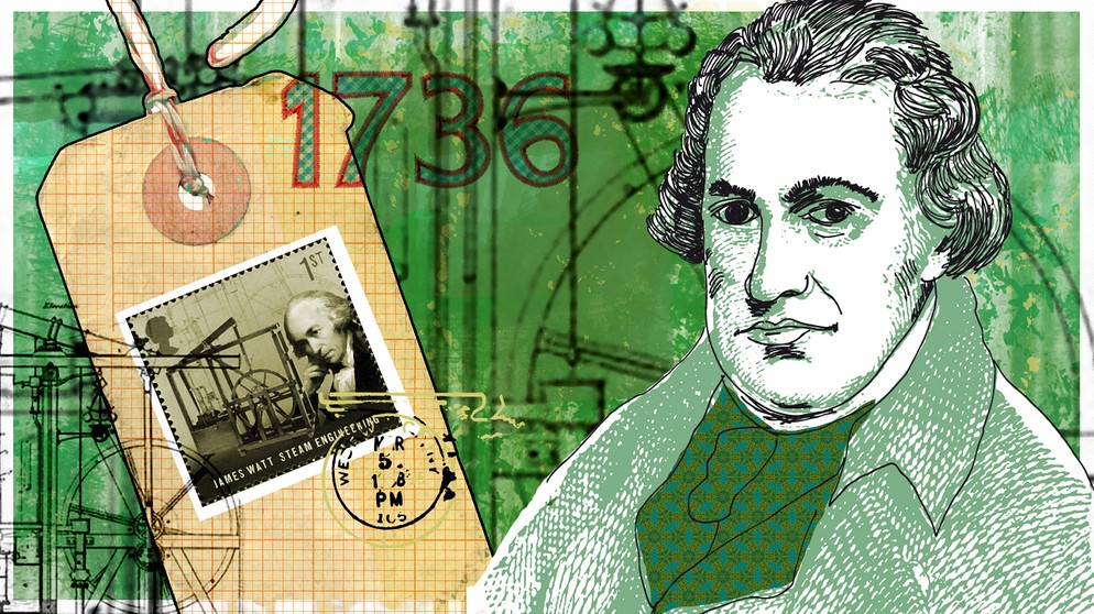Illustration Kalenderblatt: James Watt geboren, fast Pate des Automobils | Bild: BR, Angela Smets