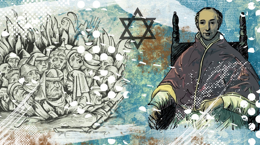 Illustration Kalenderblatt:Papst Clemens VI. schützt die Juden | Bild: BR, Sandra Rosyk