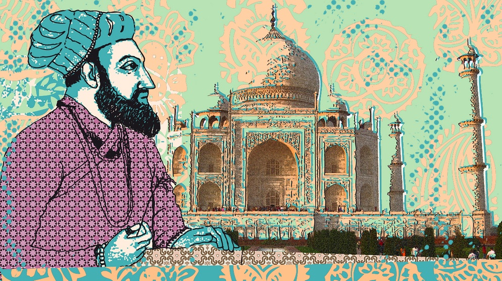 Illustration des Kalenderblatts: Werbekampagne für Taj Mahal beginnt | Bild: BR/ Franziska Pucher