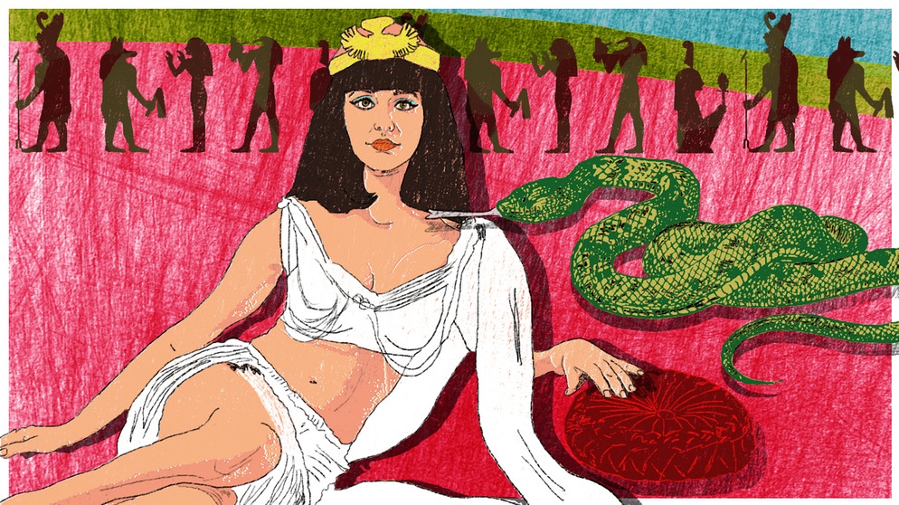 Illustration Kalenderblatt: Kleopatra gestorben | Bild: BR/ Angela Smets