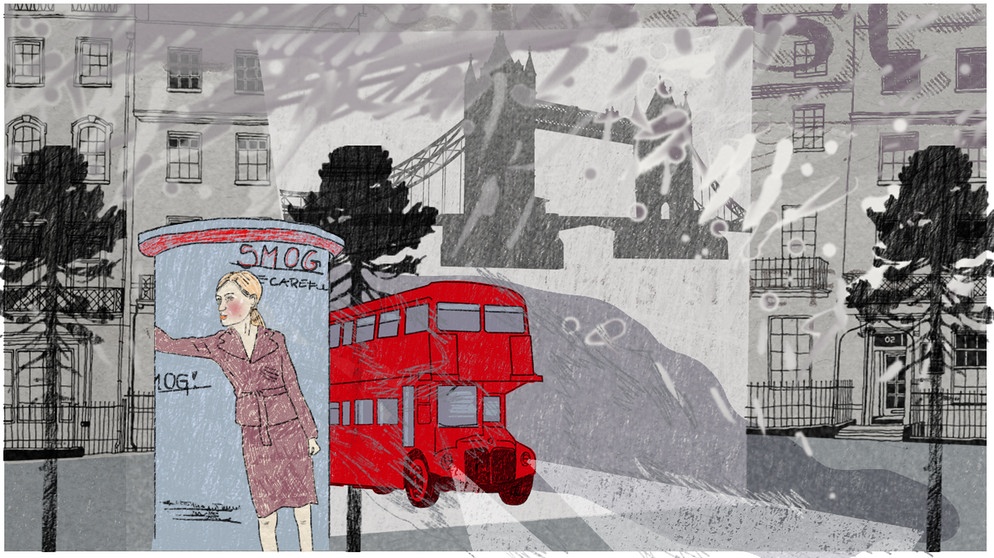 Illustration Kalenderblatt: The Great Smog" beginnt in London   | Bild: BR/ Angela Smets