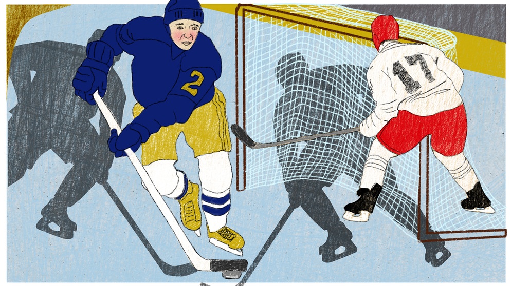 Illustration Kalenderblatt: Erstes Eishockeyspiel in einer Halle  | Bild: BR/ Angela Smets