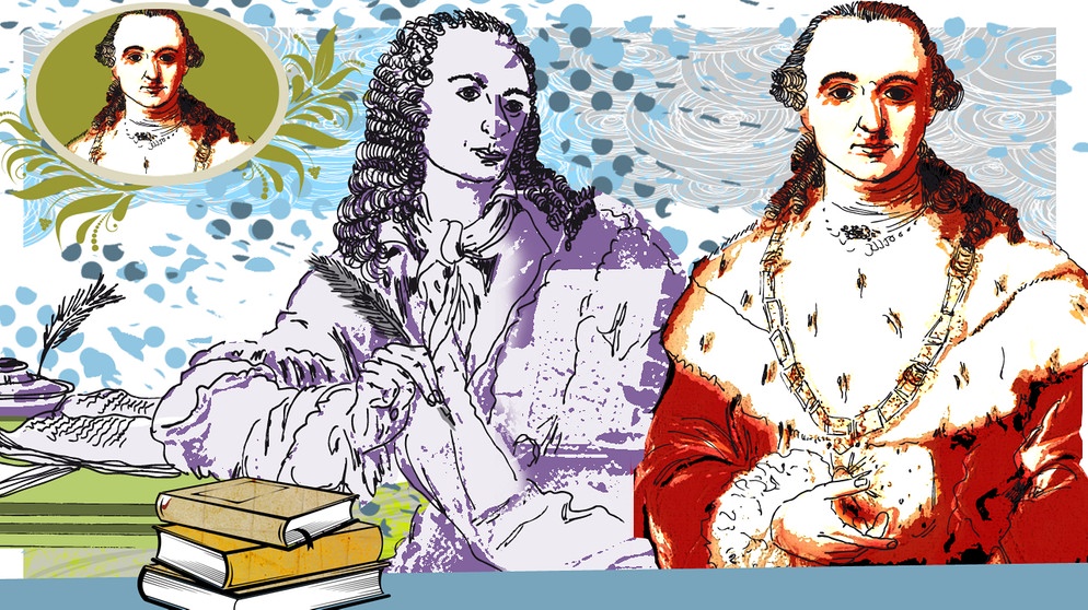Illustration des Kalenderblatts: Kurfürst Karl Theodor setzt auf Voltaire | Bild: BR, Angela Smets