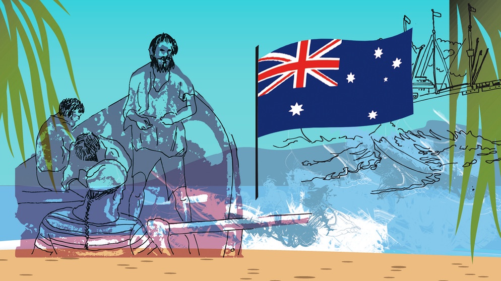 Illustration des Kalenderblatts: Beginn der Besiedelung Australiens | Bild: BR/Angela Smets