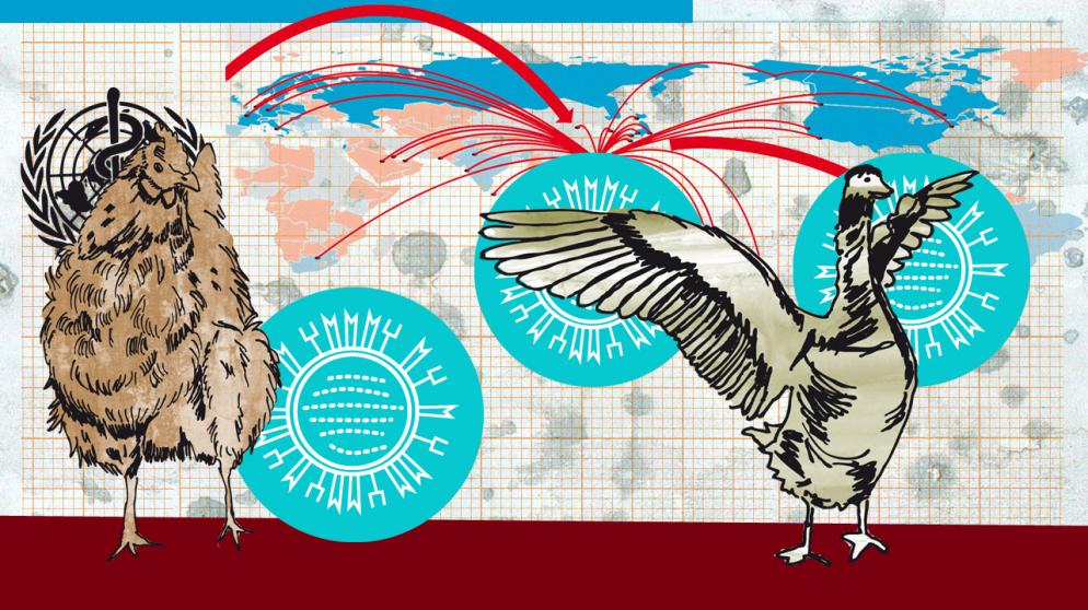 Illustration des Kalenderblatts: Ausbruch der Vogelgrippe in Asien | Bild: BR/Angela Smets