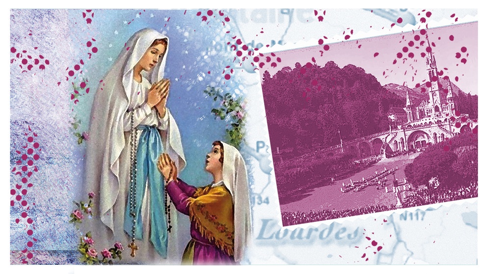 Illustration des Kalenderblatts: Erste Marienerscheinung in Lourdes | Bild: BR/Franziska Pucher