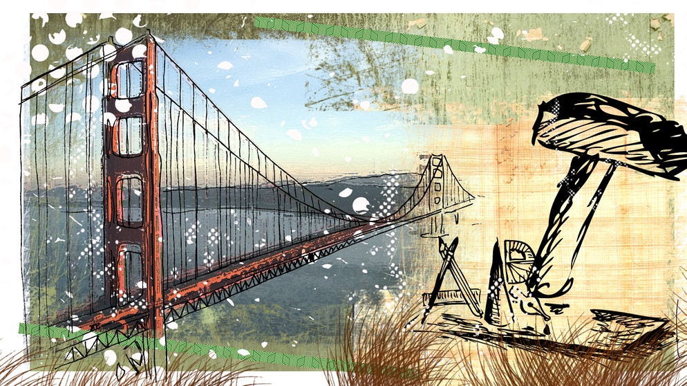 Illustration des Kalenderblatts: Baubeginn der Golden Gate Bridge | Bild: BR/ Rosyk