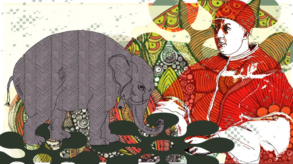 Illustration Kalenderblatt: Papst Leo X bekommt Elefant Hanno geschenkt | Bild: BR, Angela Smets
