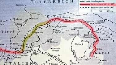 Frontverlauf 1915-17 | Bild: Justina Schreiber (Originalkarte: Hirschfeld/Krumeich/Renz, Enzyklopädie Erster Weltkrieg)