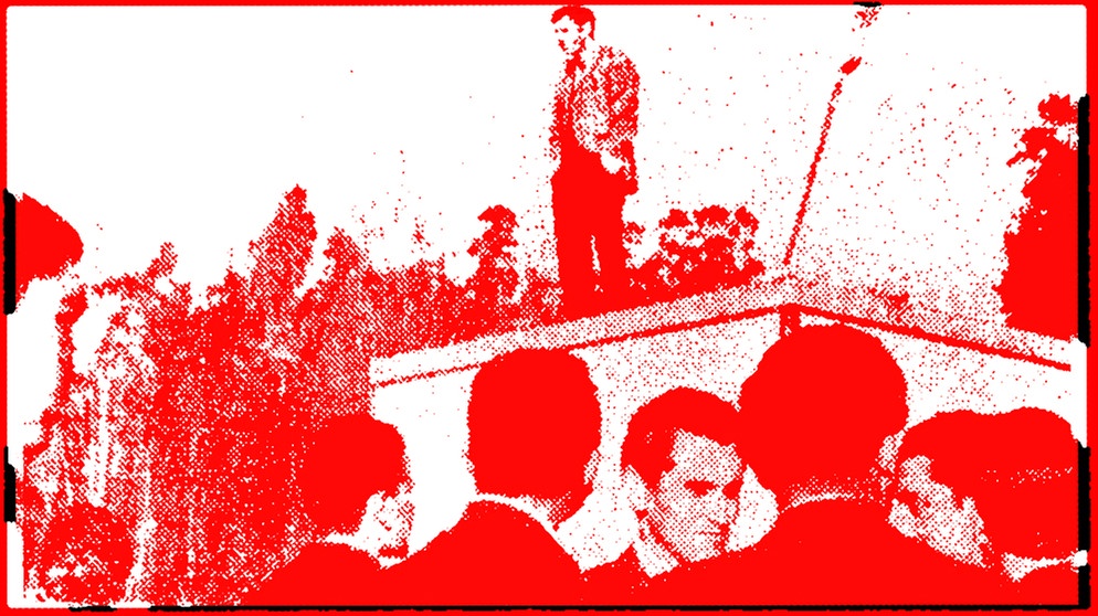 Protestaktion von Dr. Winfried Hauck alias Dr. Schwammerl an der Uni Concepcion, Bericht aus der chilenischen Presse September 1967 | Bild: Privatarchiv Dr. Winfried Hauck