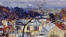 Blick aus dem Fenster in Sèvres, 1906; Textiler Bildträger, 38 × 46 cm | Bild: Städtische Galerie im Lenbachhaus und Kunstbau; VG Bild-Kunst, Bonn 2017