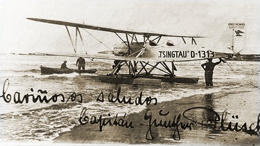 "D-1313 TSINGTAU", Flugzeug von Gunter Plüschow bei seiner Feuerland-Expedition (1928) | Bild: Eberhard Baeumerth