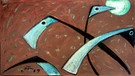 Drei Vögel, Pastell, Kohle, (1.1.89), 35 x 50 cm, WVZ 43 | Bild: Hans-Georg Theuerjahr