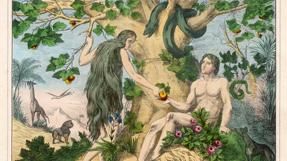 Adam und Eva mit der Schlange | Bild: picture-alliance / Mary Evans Picture Library | -