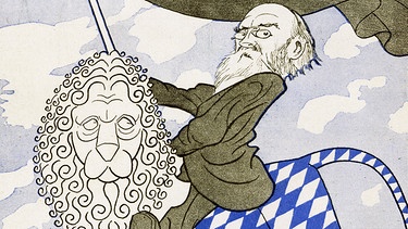 Karikatur von Kurt Eisner, der triumphal den bayerischen Löwen reitet | Bild: picture-alliance/dpa/Mary Evans Picture Library