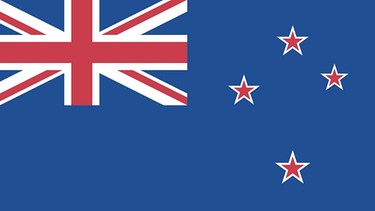 Flagge von Neuseeland - auf dem dunkelblauen Hintergrund der Flagge sind links oben der Union Jack zu sehen, auf der rechten Seite sind vier rote Sterne, die das Sternbild Kreuz des Südens darstellen)  | Bild: colourbox.com