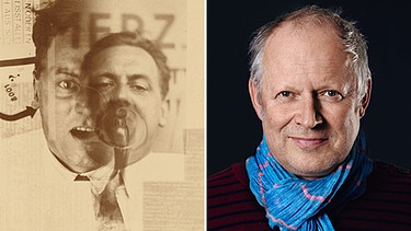 Universalkünstler Kurt Schwitters und Schauspieler Axel Milberg | Bild: wikimedia/Lissitzky/BR-Bild/Montage