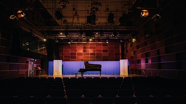 Ein leerer Konzertsaal mit Flügel auf der Bühne. | Bild: BR/Max Hofstetter