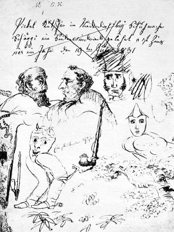 Zeichnungen des schweizer Schriftstellers Gottfried Keller (1819-1890). | Bild: picture-alliance/dpa