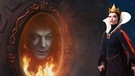 Die US-amerikanische Schauspielerin Olivia Wilde posiert als böse Königin aus dem Märchen «Schneewittchen und die sieben Zwerge» vor dem magischen Spiegel, der durch den US-amerikansichen Schauspieler Alec Baldwin in Szene gesetzt wird | Bild: picture-alliance/dpa