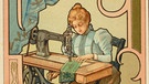 Farblithographie einer Stickerin um 1900. | Bild: picture alliance / akg-images