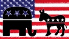 Esel und Elefant vor der US-Flagge  | Bild: picture-alliance/dpa