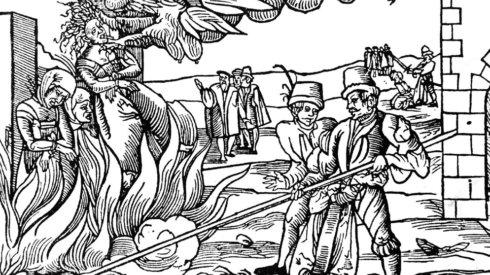 Zeitgenössischer Stich zur Hexenverbrennung zu Dernburg 1555 | Bild: picture-alliance/dpa