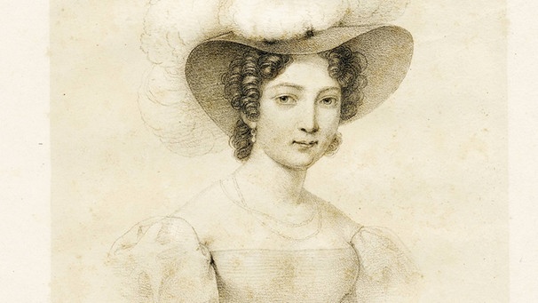 Königin Therese von Bayern, geb. Prinzessin von Sachsen-Hildburghausen, Lithographie auf Tonplatte um 1820 | Bild: picture-alliance/dpa