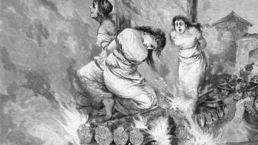 Hexenverbrennung im Mittelalter, historischer Stich von 1883 | Bild: picture alliance / Bildagentur-online/Sunny Celeste 