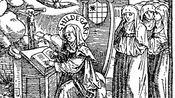 Hildegard von Bingen an einem Schreibpult | Bild: picture-alliance/dpa