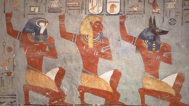 Wandmalerei mit Ramses I. zwischen Anubis und Harsiesis | Bild: picture-alliance / akg-images / Andrea Jemolo