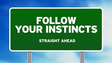 Schild auf dem "Follow your instincts" steht | Bild: colourbox.com