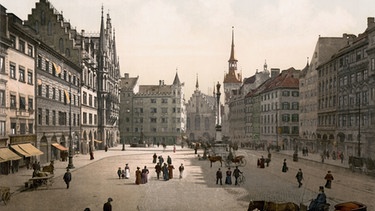 Gemälde vom Münchner Marienplatz um das Jahr 1900 | Bild: picture-alliance/dpa