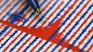 Ein Kugelschreiber zeigt im Hessischen Landesamt für Umwelt und Geologie auf den Erdbeben-Ausschlag auf einem Seismographen-Ausdruck | Bild: picture-alliance/dpa