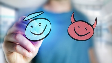 Engelchen und Teufelchen als Smileys   | Bild: colourbox.com
