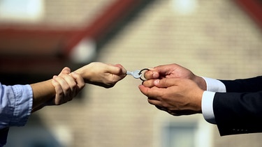 Zwei Hände zerren an einem Wohnungs/Hausschlüssel | Bild: colourbox.com