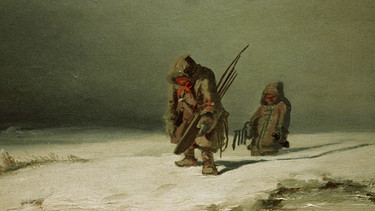 'Polargegend (Die Eskimos)', um 1850. Öl auf Papier, auf Pappe aufgezogen. | Bild: picture alliance / akg-images | akg-images