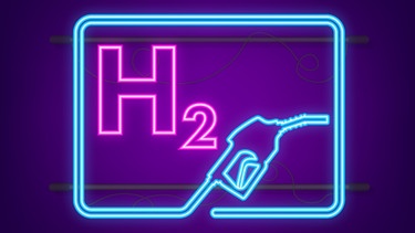 Illustration eines H2-Symbols umrahmt von einer Zapfpistole | Bild: Colourbox.com/ DG-Studio
