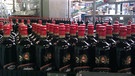 Glühweinflaschen auf dem Fließband der Fabrik | Bild: Studio Franken/Inga Pflug