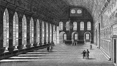 Der Nürnberger Rathaussaal, Stahlstich von J. Poppel, 1840-54 | Bild: picture-alliance/dpa