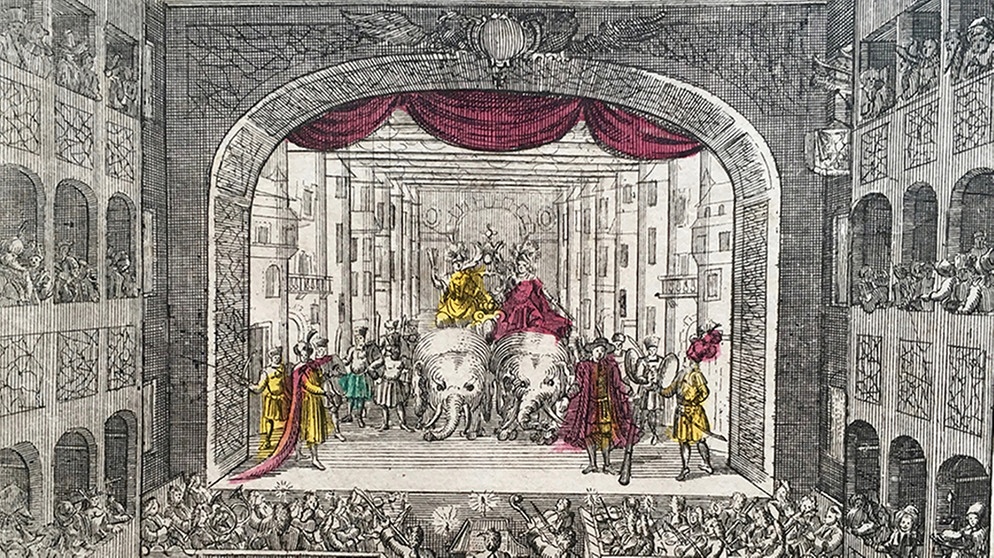 Eines der acht Randbilder des Homann'schen Plans zum Opern- und Comoedienhaus von 1721 | Bild: Bayerische Staatsbibliothek