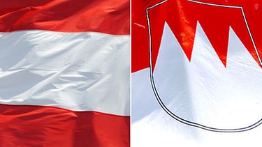 Österreichische Flagge neben dem Frankenrechen | Bild: picture-alliance/dpa