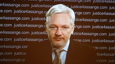 Julian Assange während ein Video-Konferenz am 05.02.2016 | Bild: picture-alliance/dpa