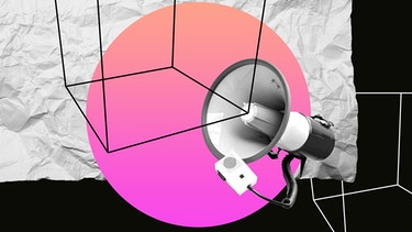 Megafon, Linien und rosaroter Kreis | Bild: colourbox.com; Montage: BR