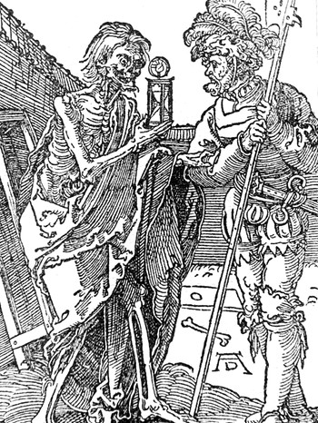 Der Holzschnitt "Landsknecht und Tod" von Albrecht Dürer aus dem Jahr 1510 | Bild: picture-alliance/dpa