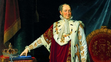 König Max I. Joseph mit Krone und Verfassung | Bild: Bayerische Schlösserverwaltung