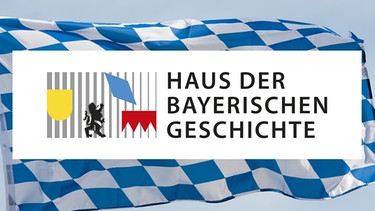 Logo vom Haus der Bayerischen Geschichte auf Bayern-Flagge | Bild: dpa / Haus der Bayerischen Geschichte / Montage: BR-Mainfranken