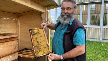 Johann Fischer, schwäbischer Bienenfachberater mit seinen Bienen | Bild: BR / Doris Bimmer